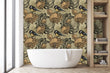 Load image into Gallery viewer, Antique beige bird botanical floral fabric peel and stick wallpaper

