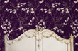 Load image into Gallery viewer, Antique dark purple floral fabric peel and stick wallpaper

