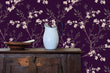 Load image into Gallery viewer, Antique dark purple floral fabric peel and stick wallpaper

