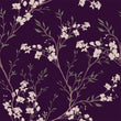 Load image into Gallery viewer, Antique dark purple floral fabric peel and stick wallpaper
