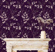 Load image into Gallery viewer, Dark Wallpaper, Purple Wallpaper, Antique Wallpaper, Floral Wallpaper, Flower Peel and Stick Wallpaper, Fabric Wallpaper
