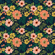Load image into Gallery viewer, Tropical dark floral pink fabric peel and stick wallpaper
