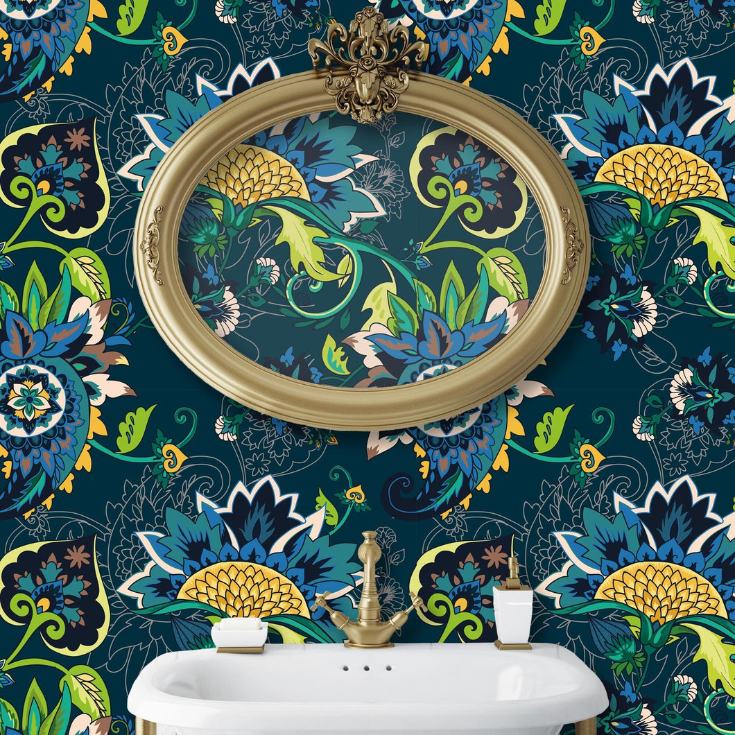 Doverridge Gardens Blue Botanical Peel and Stick Wallpaper