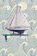 Load image into Gallery viewer, Ocean waves blue nautical fabric peel and stick wallpaper
