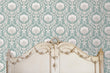 Load image into Gallery viewer, Blue damask floral Victorian fabric peel and stick wallpaper
