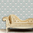 Load image into Gallery viewer, Blue damask floral Victorian fabric peel and stick wallpaper
