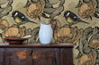 Load image into Gallery viewer, Antique beige bird botanical floral fabric peel and stick wallpaper
