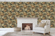 Load image into Gallery viewer, Antique beige bird botanical floral fabric peel and stick wallpaper
