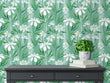 Load image into Gallery viewer, Blue floral daisy garden fabric peel and stick wallpaper
