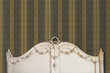 Load image into Gallery viewer, Antique blue and gold striped damask fabric peel and stick wallpaper
