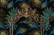 Load image into Gallery viewer, Black and blue peacock celestial mystical fabric peel and stick wallpaper
