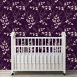Load image into Gallery viewer, Antique dark purple floral fabric peel and stick wallpaper
