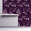 Load image into Gallery viewer, Antique dark purple floral fabric peel and stick wallpaper
