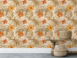 Load image into Gallery viewer, Orange and pink hibiscus tropical fabric peel and stick wallpaper
