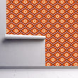 Load image into Gallery viewer, Orange retro vintage floral fabric peel and stick wallpaper
