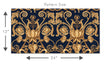 Load image into Gallery viewer, Blue and gold ornate damask antique Victorian fabric peel and stick wallpaper
