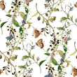 Load image into Gallery viewer, Botanical butterfly garden floral cottage fabric peel and stick wallpaper
