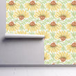 Load image into Gallery viewer, Floral linen cottage fabric peel and stick wallpaper
