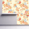 Load image into Gallery viewer, Victorian antique pink floral fabric peel and stick wallpaper
