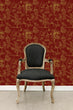 Load image into Gallery viewer, Red and gold Victorian botanical bird fabric peel and stick wallpaper
