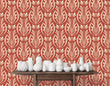 Load image into Gallery viewer, Pink antique damask fabric peel and stick wallpaper
