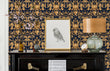 Load image into Gallery viewer, Blue and gold ornate damask antique Victorian fabric peel and stick wallpaper

