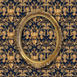 Load image into Gallery viewer, Blue and gold ornate damask antique Victorian fabric peel and stick wallpaper
