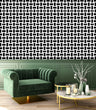 Load image into Gallery viewer, Black and white modern geometric fabric peel and stick wallpaper
