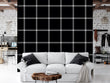 Load image into Gallery viewer, Black and white plaid fabric peel and stick wallpaper
