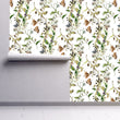 Load image into Gallery viewer, Botanical butterfly garden floral cottage fabric peel and stick wallpaper

