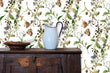 Load image into Gallery viewer, Botanical butterfly garden floral cottage fabric peel and stick wallpaper
