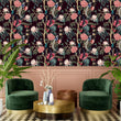 Load image into Gallery viewer, Dark floral botanical Victorian Chinoiserie fabric peel and stick wallpaper
