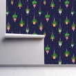 Load image into Gallery viewer, Blue potted plants hanging fabric peel and stick wallpaper
