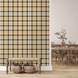 Load image into Gallery viewer, Farmhouse cottage brown plaid fabric peel and stick wallpaper
