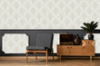 Load image into Gallery viewer, Antique Art Deco grey geometric fabric peel and stick wallpaper

