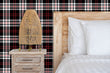Load image into Gallery viewer, Black and red plaid country fabric peel and stick wallpaper
