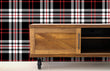 Load image into Gallery viewer, Black and red plaid country fabric peel and stick wallpaper
