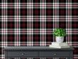Load image into Gallery viewer, Black and red plaid country fabric peel and stick wallpaper
