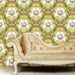 Load image into Gallery viewer, Antique Victorian green and gold ornate floral fabric peel and stick wallpaper
