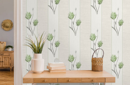 Botanical cottage farmhouse linen look fabric peel and stick wallpaper