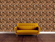 Load image into Gallery viewer, Brown retro Mid-century Modern geometric fabric peel and stick wallpaper
