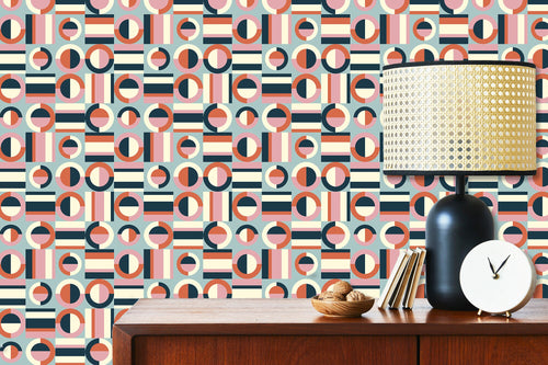 Vintage retro Mid-century modern fabric peel and stick wallpaper