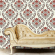 Load image into Gallery viewer, Antique Victorian damask floral fabric peel and stick wallpaper
