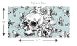 Load image into Gallery viewer, Blue skull and butterfly botanical gothic fabric peel and stick wallpaper
