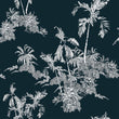 Load image into Gallery viewer, Blue Asian topical Chinoiserie fabric peel and stick wallpaper
