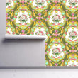 Load image into Gallery viewer, Antique Victorian green and gold ornate floral fabric peel and stick wallpaper
