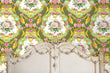 Load image into Gallery viewer, Antique Victorian green and gold ornate floral fabric peel and stick wallpaper
