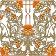 Load image into Gallery viewer, Vintage Art Deco orange floral fabric peel and stick wallpaper
