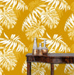Load image into Gallery viewer, Yellow palm tropical vintage fabric peel and stick wallpaper
