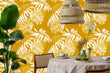 Load image into Gallery viewer, Yellow palm tropical vintage fabric peel and stick wallpaper

